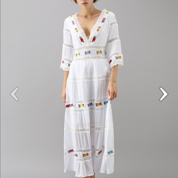 Chicwish Dresses & Skirts - Chicwish Embroidery and Lace Trims Inserted Cotton Maxi Dress